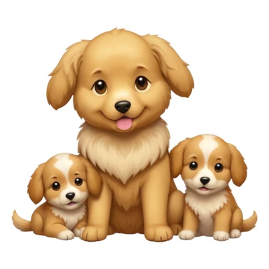 golden dog with its puppies sticker