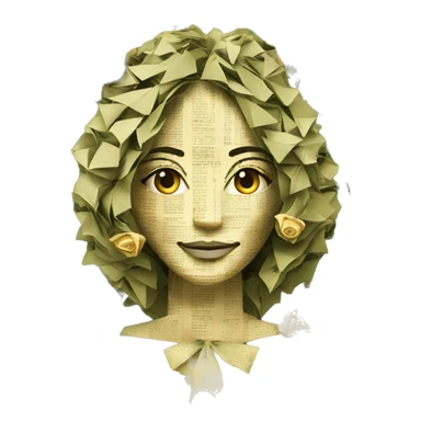  Hemp 420 lady face made of 420 origami newspaper roses hemp leaves lantern fairy lights burning paper and hemp leaves in hair  sticker