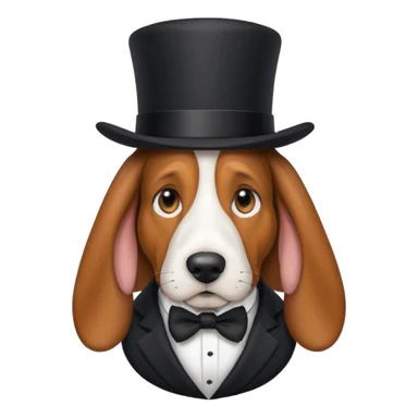 Dog wearing a suit with a top hat make the dog a basset hound  sticker