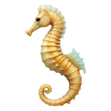 Beautiful and Majestic Sea Horse Portrait Emoji, Head and body rendered in serene repose with a gentle, content smile, showcasing a slender, elegantly curved seahorse with a softly coiled tail and eyes gently closed in peaceful slumber, Simplified yet exquisitely endearing features, highly detailed, glowing with a soft, drowsy aquatic light, high shine, relaxed and utterly enchanting, stylized with an air of majestic marine beauty, soft glowing outline, capturing the essence of a beautiful and majestic seahorse that embodies the enchanting spirit of the ocean! sticker