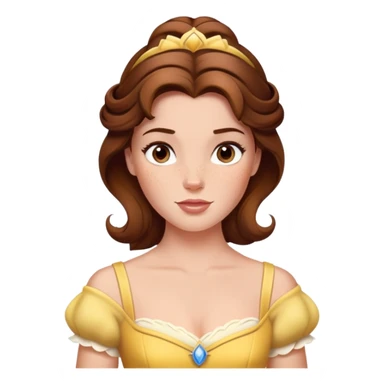 Disney Princess Belle from Beauty and the Beast with brown hair and face with freckles sticker