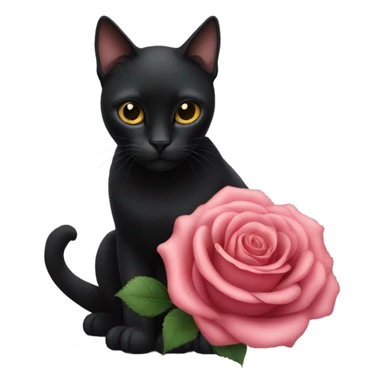 black cat with a rose sticker