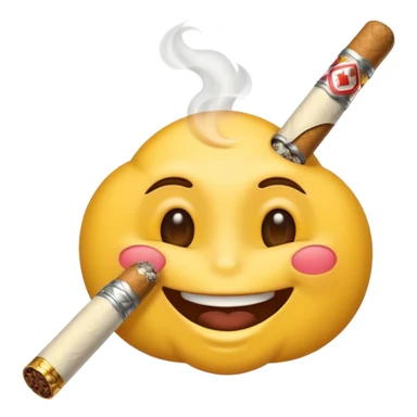 Emoji de cara feliz fumando un cigarrillo  sticker
