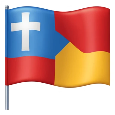 create a flag where the layout is like georgian one big cross for corner. the big cross i want is yellow and top right blue too left red bottom right red bottom left blue sticker
