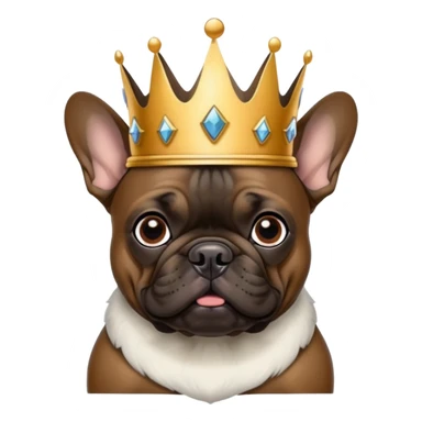 Black and brown frenchie wearing a king’s crown  sticker