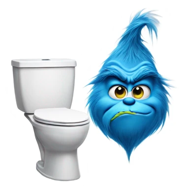 Blue grinch sticking out a toilet  sticker