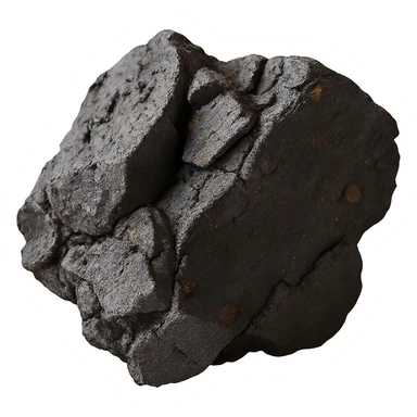 Remove the background from the image, keep only the iron ore with realistic mineral texture, rough, metallic, natural appearance, isolated with no background. sticker