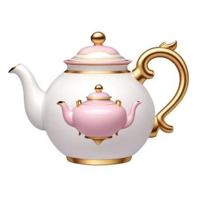 White porcelain tea pot with light pink and gold details  sticker