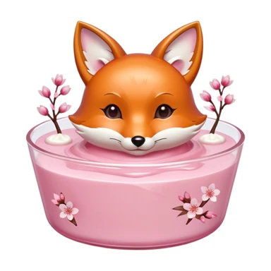 Sakura pudding shaped like a fox with cherry blossom decoration sticker