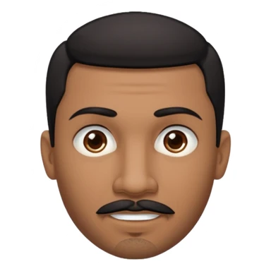 A man emoji with medium-dark skin, short black hair, straight eyebrows, brown eyes, a small nose, and facial hair consisting of a thin mustache and goatee. He also has piercings — a ring on his eyebrow and another on his lower lip. sticker