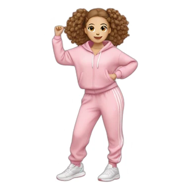dancing-brown-haired-white-girl-pink-oversize-tracksuit sticker
