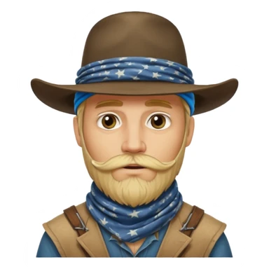 A blonde western man from America 1899 wild west with a hat and beard should look like a robber sticker