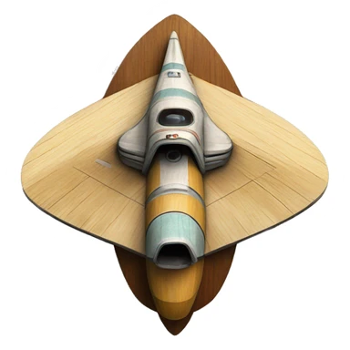 Retro Photographic quality Painted Flying Starship spacecraft wooden  sticker