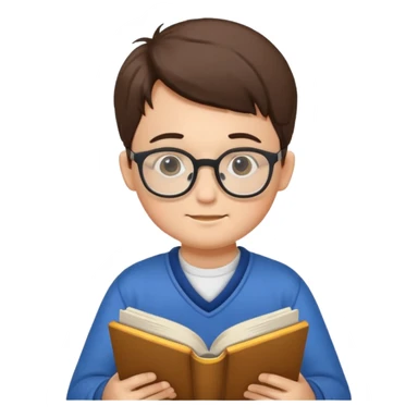 Boy wearing specs and reading books sticker