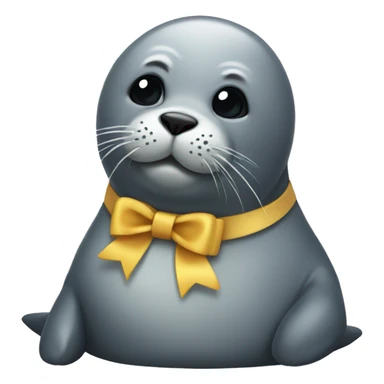 a seal wearing a bow sticker