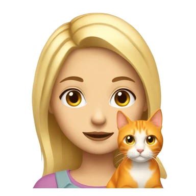 Blondie girl with orange cat  sticker