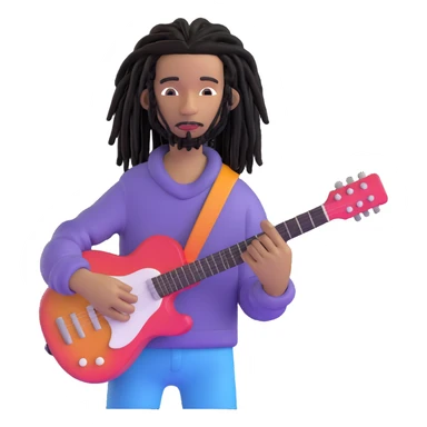 Steve Lacy with black dreads and guitar sticker