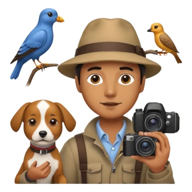 A photographer with his dog photographing birds. sticker