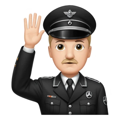 Hitler raising one hand straight up like a salute in Black SS uniform  sticker
