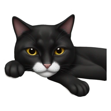 black tuxedo cat sleeping sticker