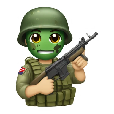 British army soldier with green camo paint on his face pointing with grenade in hand  sticker
