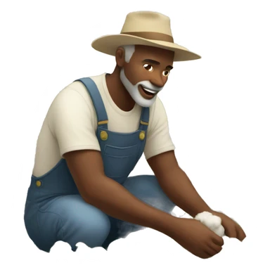 Man picking cotton on his farm  sticker