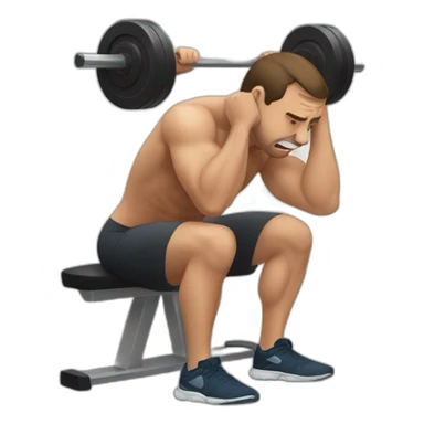 tired guy at the gym doing squats sticker