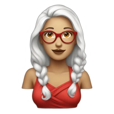 Grosse femme blanche en robe rouge et lunette sticker