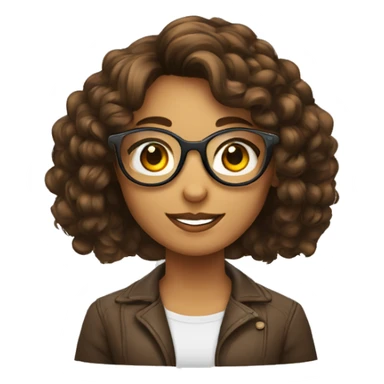 Fille avec lunette ronde cheveux brun attacher sticker