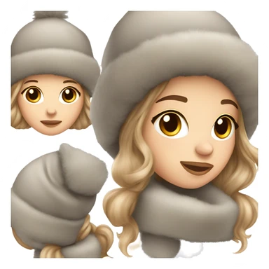 fluffy cozy winter hat on white brunette haired girl sticker