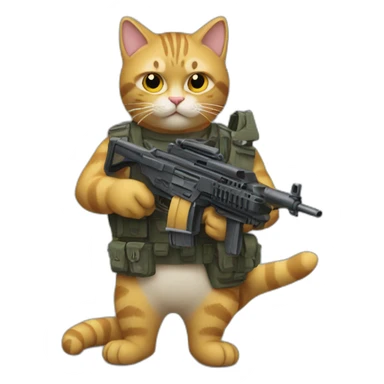 a cat with a machine gun sticker