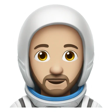 a man with blue eyes, bald, short beard, wearing an astronaut costume sticker