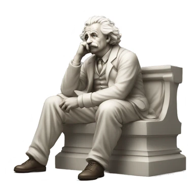 sitting philosopher-statue as albert einstein and thinking lean on fist sticker