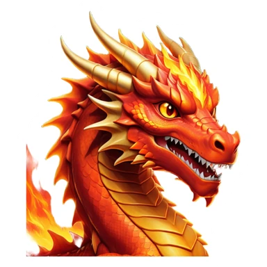 cinematic-noble-fierce-fire-dragon-portrait-emoji,-poised-and-imposing,-with-a-muscular,-scaled-body-ablaze-in-fiery-hues-of-crimson,-molten-orange,-and-molten-gold,-and-intense,-burning-eyes-that-mirror-the-heart-of-a-volcano;-rendered in detail sticker