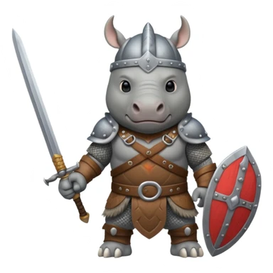 rhino with viking helmet and sword sticker