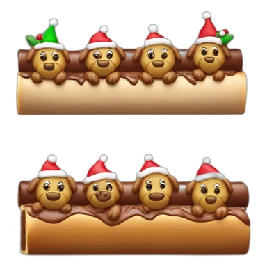 Une bûche de Noël contemporaine avec 7 oursons en reliefs sticker