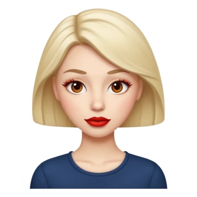 in the style of apple IOS emojis, give me a girly whole person emoji, with big red lips and eyelashes, and hour-glass curvy frame in a neutral pose sticker