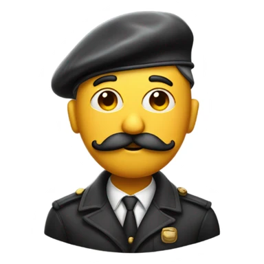Pensive emoji with moustache wearing beret sticker