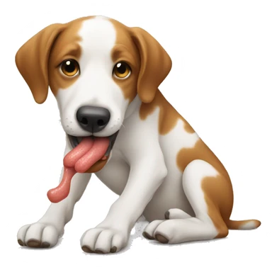 Dog licking feet sticker