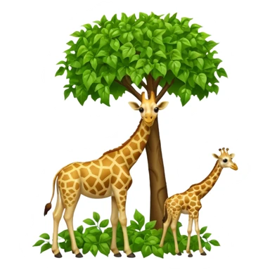 giraffe eating leaves from a tree sticker