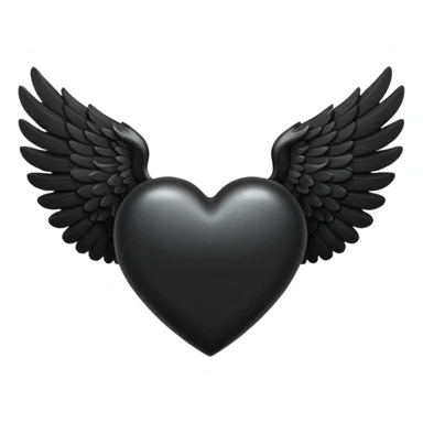 Black heart with black angel wings sticker