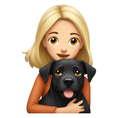 Italian girl hugging lovely black amstaff dog sticker