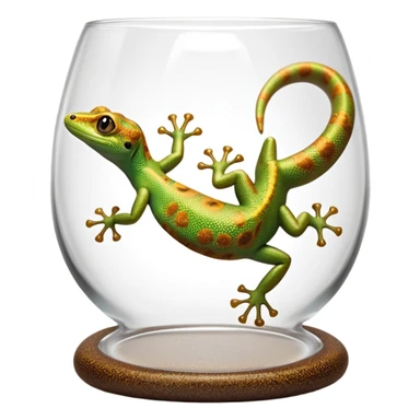 cinematic-gecko-realistic-full-body-climbing-emoji,-tiny-agile-frame-sticking-to-a-glass-surface-with-specialized-toes,-smooth-speckled-skin-in-rich-earthy-tones,-large-glistening-eyes-wide-and-watchful,-delicate-curved-tail-balancing sticker