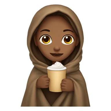 Girl with brown hair wrapped in a blanket sipping a hot chocolate  sticker