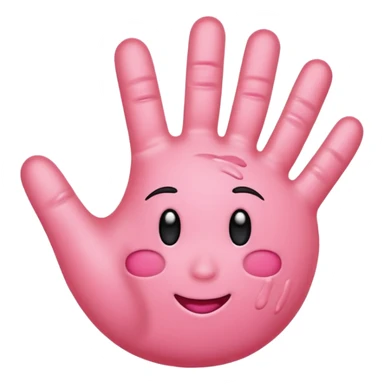 Peach emoji with handprint sticker