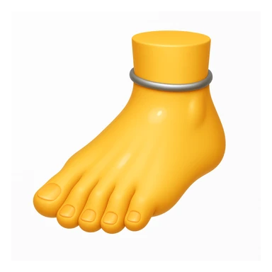 Create a foot emoji that looks exactly like the reference image, in iOS emoji style. The emoji should be 3D, shiny, with smooth gradients, soft shadows, realistic shape, and a friendly emoji look. Add a glossy effect to the foot. sticker