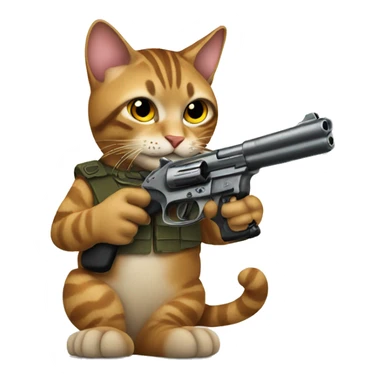 Tabby cat holding a pistol  sticker