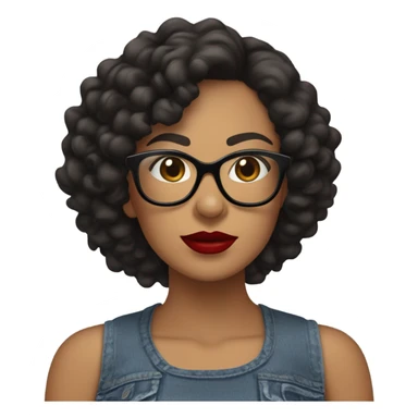 Big chest, Latina woman with short curly hair, big red lips and black oversized glasses ￼ sticker
