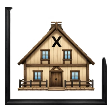 an inn with a big X on it sticker