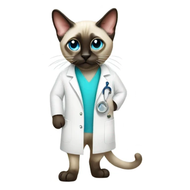 Siamese cat in a lab coat sticker